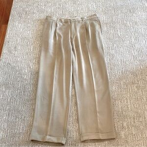 Tommy Bahama Classic silk and bamboo Tan Cuffed pants 36 waist 28 length